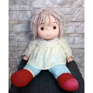 Vintage Large Ice Cream Doll Girl LARGE 26" Tall 1980s PINK Hair Freckles STAINS